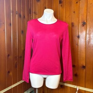 Ellen Tracy Woman's L Hot Pink Knit Long Sleeve Shirt
